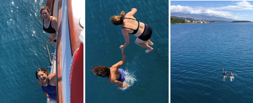 Jennie and her friend jump into the Adriatic Sea